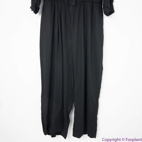 NEW Eloquii black Cropped Jumpsuit with Button Front, 20 - Picture 5 of 16